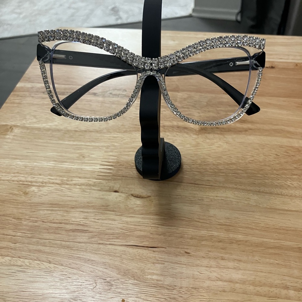 SHEIN Black Rhinestone Cat Eye Fashion Glasses